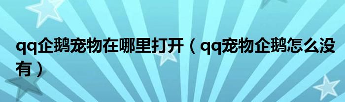 qq企鵝寵物在哪里打開（qq寵物企鵝怎么沒(méi)有）