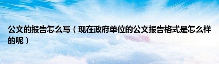 公文的報(bào)告怎么寫（現(xiàn)在政府單位的公文報(bào)告格式是怎么樣的呢）