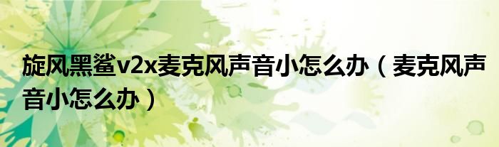 旋風(fēng)黑鯊v2x麥克風(fēng)聲音小怎么辦（麥克風(fēng)聲音小怎么辦）