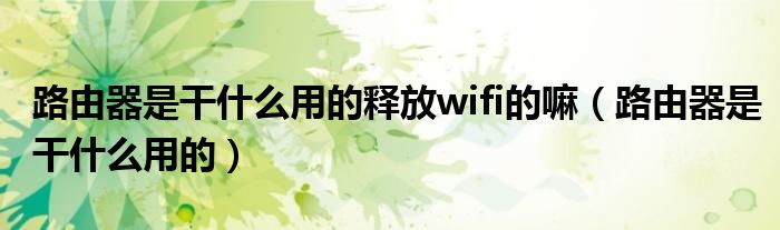 路由器是干什么用的釋放wifi的嘛（路由器是干什么用的）