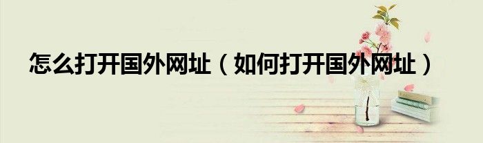 怎么打開(kāi)國(guó)外網(wǎng)址（如何打開(kāi)國(guó)外網(wǎng)址）