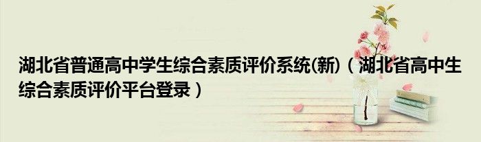 湖北省普通高中學(xué)生綜合素質(zhì)評價系統(tǒng)(新)（湖北省高中生綜合素質(zhì)評價平臺登錄）