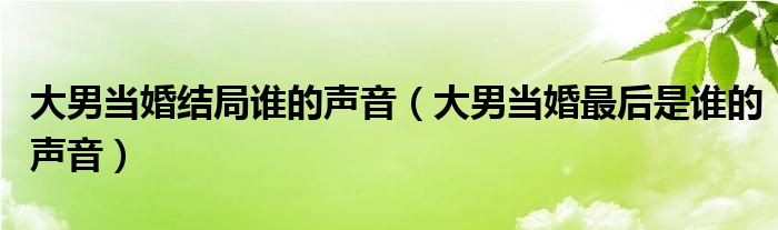 大男當(dāng)婚結(jié)局誰的聲音（大男當(dāng)婚最后是誰的聲音）