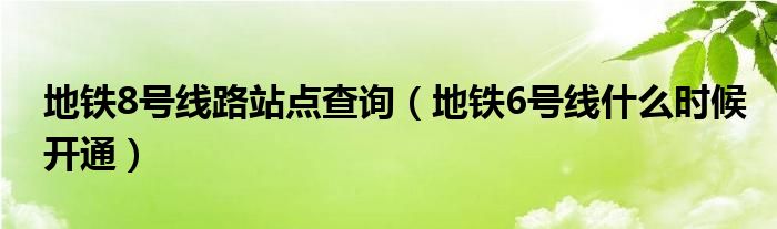 地鐵8號線路站點查詢（地鐵6號線什么時候開通）