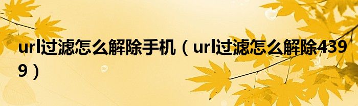 url過濾怎么解除手機(jī)（url過濾怎么解除4399）