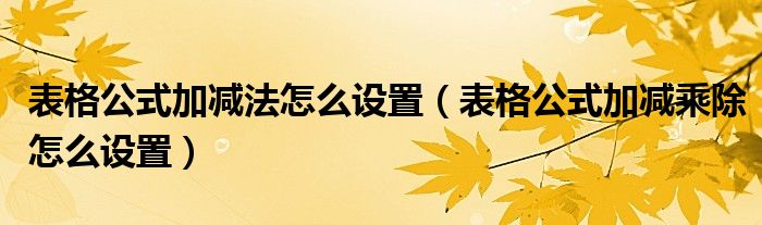 表格公式加減法怎么設(shè)置（表格公式加減乘除怎么設(shè)置）