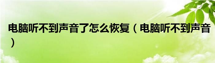 電腦聽(tīng)不到聲音了怎么恢復(fù)（電腦聽(tīng)不到聲音）
