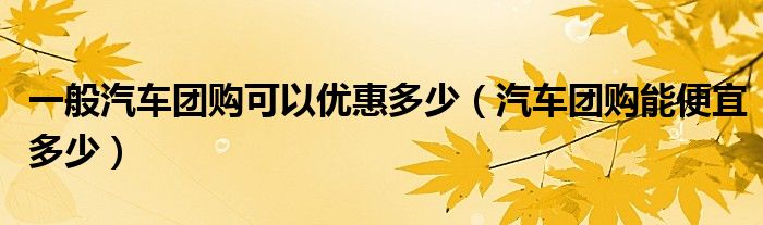 一般汽車團(tuán)購可以優(yōu)惠多少（汽車團(tuán)購能便宜多少）