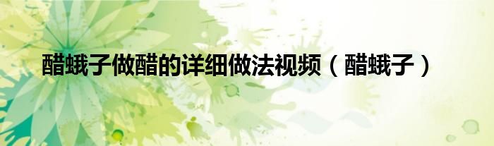 醋蛾子做醋的詳細(xì)做法視頻（醋蛾子）
