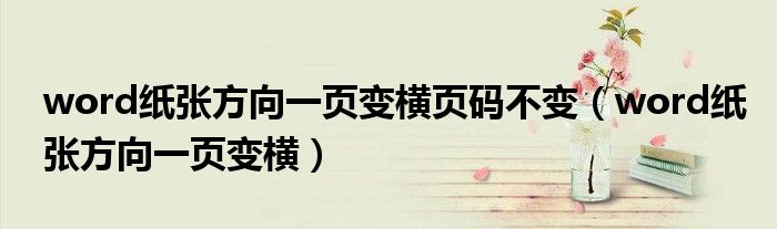 word紙張方向一頁(yè)變橫頁(yè)碼不變（word紙張方向一頁(yè)變橫）
