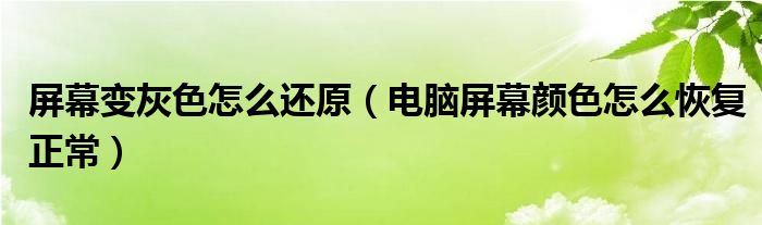 屏幕變灰色怎么還原（電腦屏幕顏色怎么恢復(fù)正常）