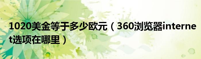 1020美金等于多少歐元（360瀏覽器internet選項(xiàng)在哪里）
