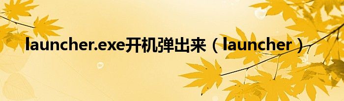 launcher.exe開機(jī)彈出來（launcher）