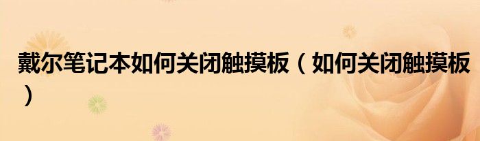 戴爾筆記本如何關(guān)閉觸摸板（如何關(guān)閉觸摸板）