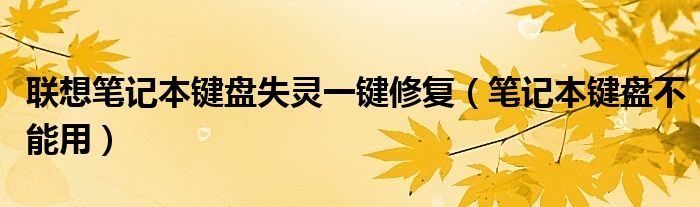 聯(lián)想筆記本鍵盤失靈一鍵修復(fù)（筆記本鍵盤不能用）