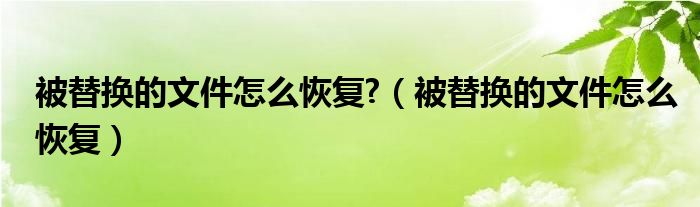 被替換的文件怎么恢復(fù)?（被替換的文件怎么恢復(fù)）