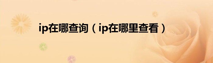 ip在哪查詢（ip在哪里查看）