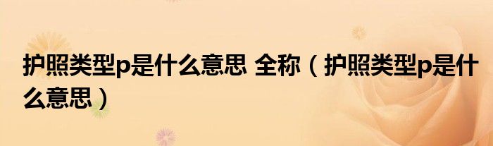 護(hù)照類型p是什么意思 全稱（護(hù)照類型p是什么意思）