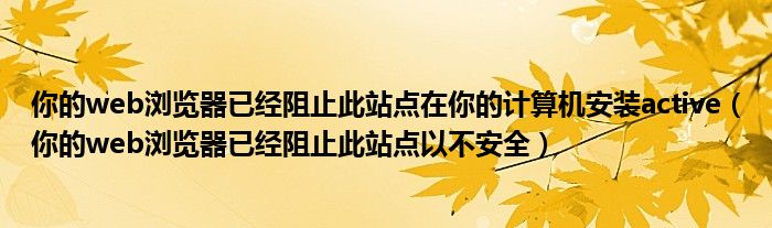 你的web瀏覽器已經(jīng)阻止此站點(diǎn)在你的計(jì)算機(jī)安裝active（你的web瀏覽器已經(jīng)阻止此站點(diǎn)以不安全）