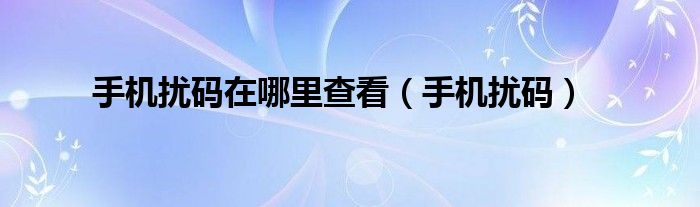 手機(jī)擾碼在哪里查看（手機(jī)擾碼）