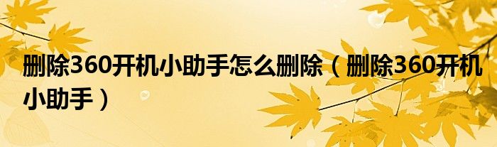 刪除360開(kāi)機(jī)小助手怎么刪除（刪除360開(kāi)機(jī)小助手）