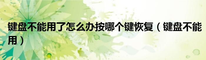 鍵盤不能用了怎么辦按哪個鍵恢復(fù)（鍵盤不能用）