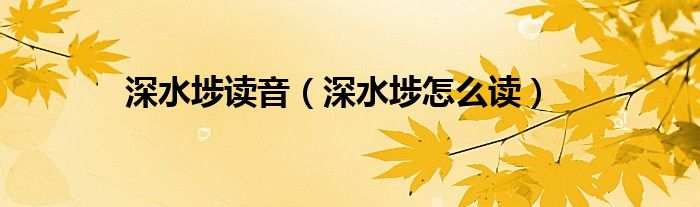深水埗讀音（深水埗怎么讀）
