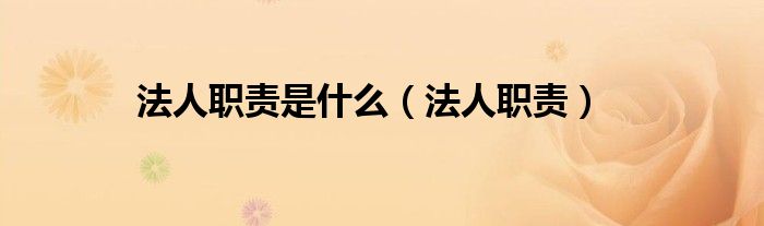 法人職責(zé)是什么（法人職責(zé)）