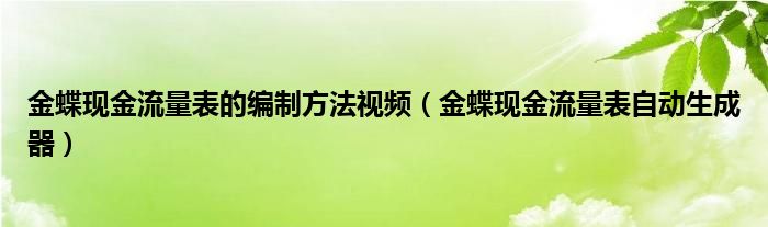 金蝶現(xiàn)金流量表的編制方法視頻（金蝶現(xiàn)金流量表自動(dòng)生成器）