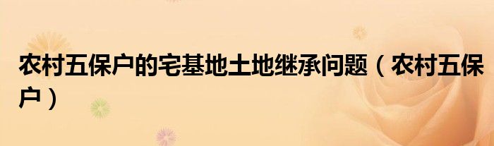 農(nóng)村五保戶的宅基地土地繼承問(wèn)題（農(nóng)村五保戶）