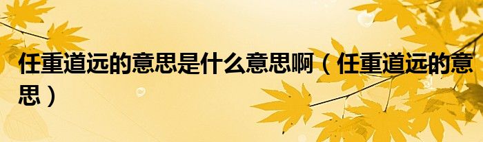 任重道遠的意思是什么意思?。ㄈ沃氐肋h的意思）
