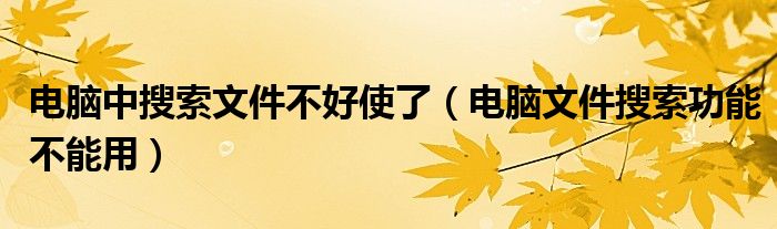 電腦中搜索文件不好使了（電腦文件搜索功能不能用）