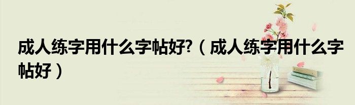 成人練字用什么字帖好?（成人練字用什么字帖好）