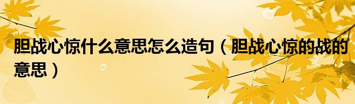 膽戰(zhàn)心驚什么意思怎么造句（膽戰(zhàn)心驚的戰(zhàn)的意思）