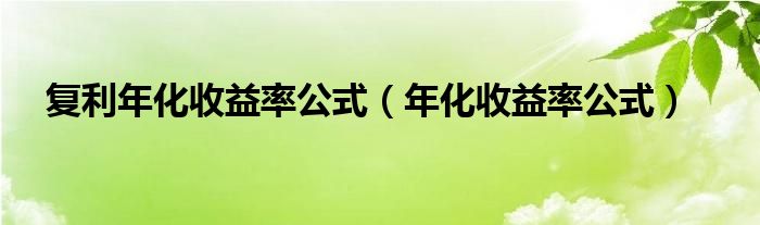 復(fù)利年化收益率公式（年化收益率公式）