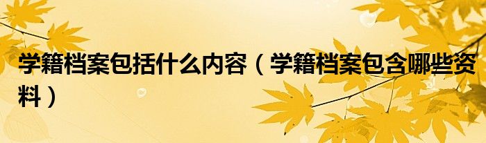 學(xué)籍檔案包括什么內(nèi)容（學(xué)籍檔案包含哪些資料）