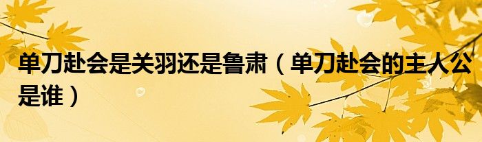 單刀赴會是關羽還是魯肅（單刀赴會的主人公是誰）