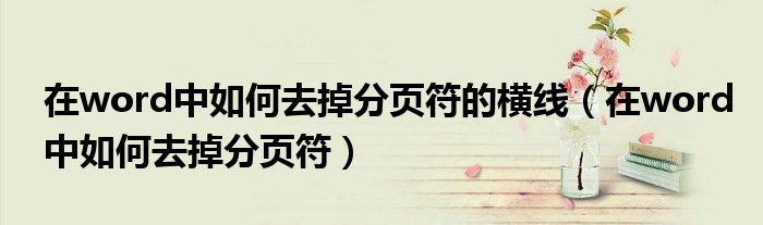 在word中如何去掉分頁符的橫線（在word中如何去掉分頁符）