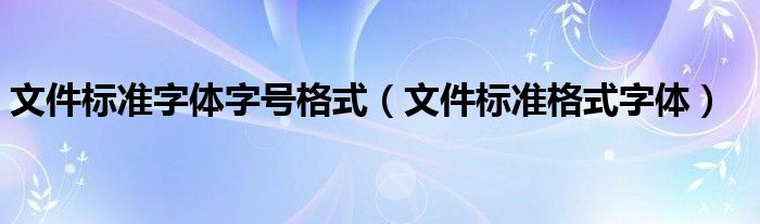 文件標準字體字號格式（文件標準格式字體）