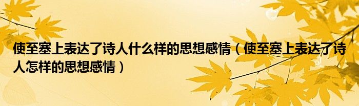 使至塞上表達(dá)了詩(shī)人什么樣的思想感情（使至塞上表達(dá)了詩(shī)人怎樣的思想感情）