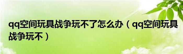qq空間玩具戰(zhàn)爭(zhēng)玩不了怎么辦（qq空間玩具戰(zhàn)爭(zhēng)玩不）