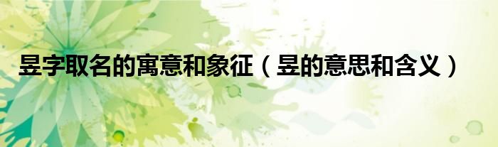 昱字取名的寓意和象征（昱的意思和含義）