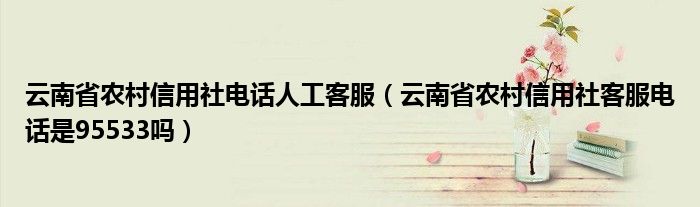 云南省農(nóng)村信用社電話人工客服（云南省農(nóng)村信用社客服電話是95533嗎）