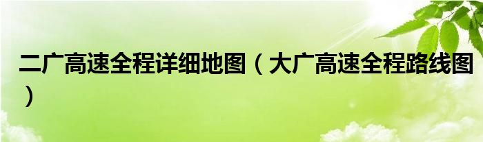 二廣高速全程詳細(xì)地圖（大廣高速全程路線圖）