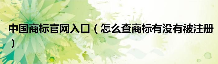 中國商標(biāo)官網(wǎng)入口（怎么查商標(biāo)有沒有被注冊）
