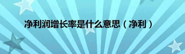 凈利潤增長率是什么意思（凈利）