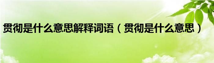 貫徹是什么意思解釋詞語(yǔ)（貫徹是什么意思）
