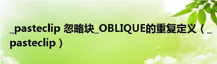 _pasteclip 忽略塊_OBLIQUE的重復(fù)定義（_pasteclip）