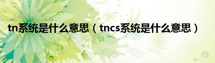 tn系統(tǒng)是什么意思（tncs系統(tǒng)是什么意思）