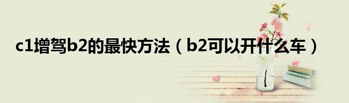 c1增駕b2的最快方法（b2可以開什么車）